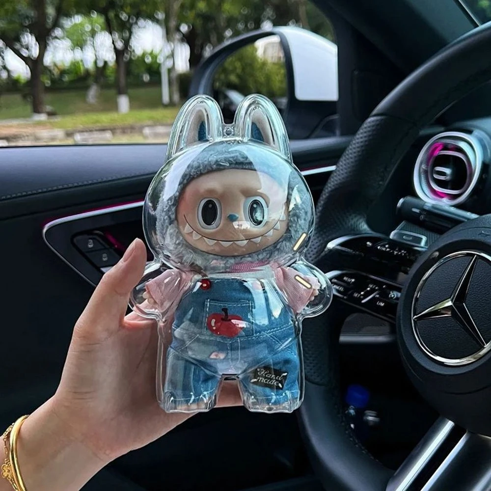 

1Pc Protective Acrylic Storage Case for Labubu V1 V2 Transparent Portable Organizer Box Storage Case for Labubu Outfit