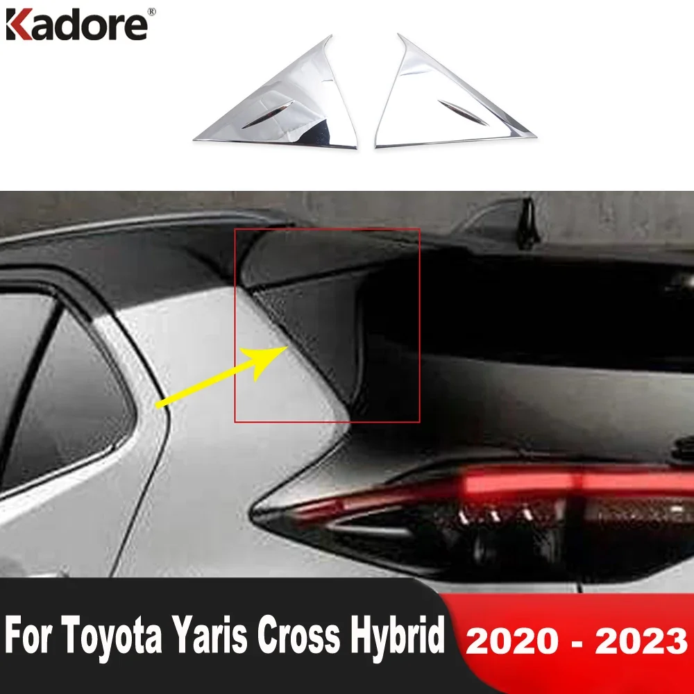 For Toyota Yaris Cross Hybrid 2020 2021 2022 2023 Chrome Car Rear Window Spoiler Cover Trim Triangle Frame Trims Accessories