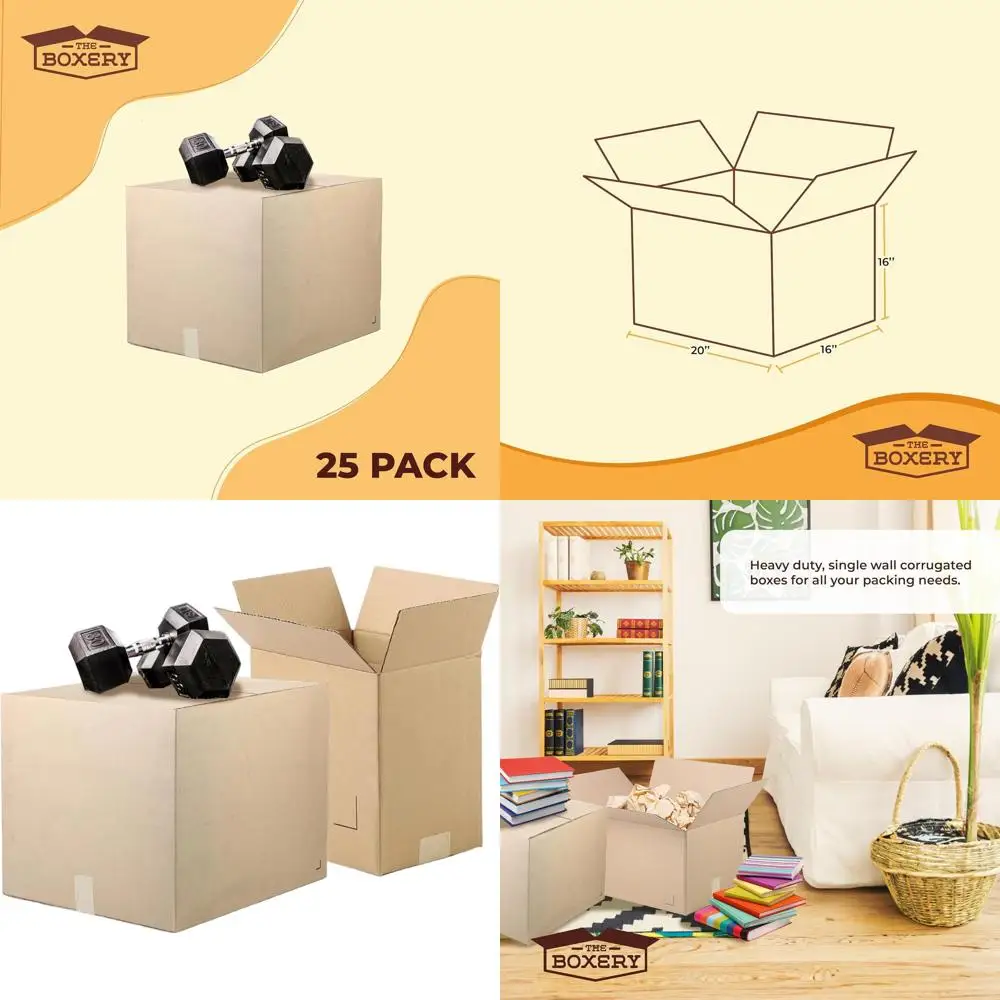 

Набор из 25 коробок из гофрированного картона ECT44 коричневого цвета, 20x16x16, для транспортировки, упаковки, переезда и хранения - перерабатываемые, сделано в США