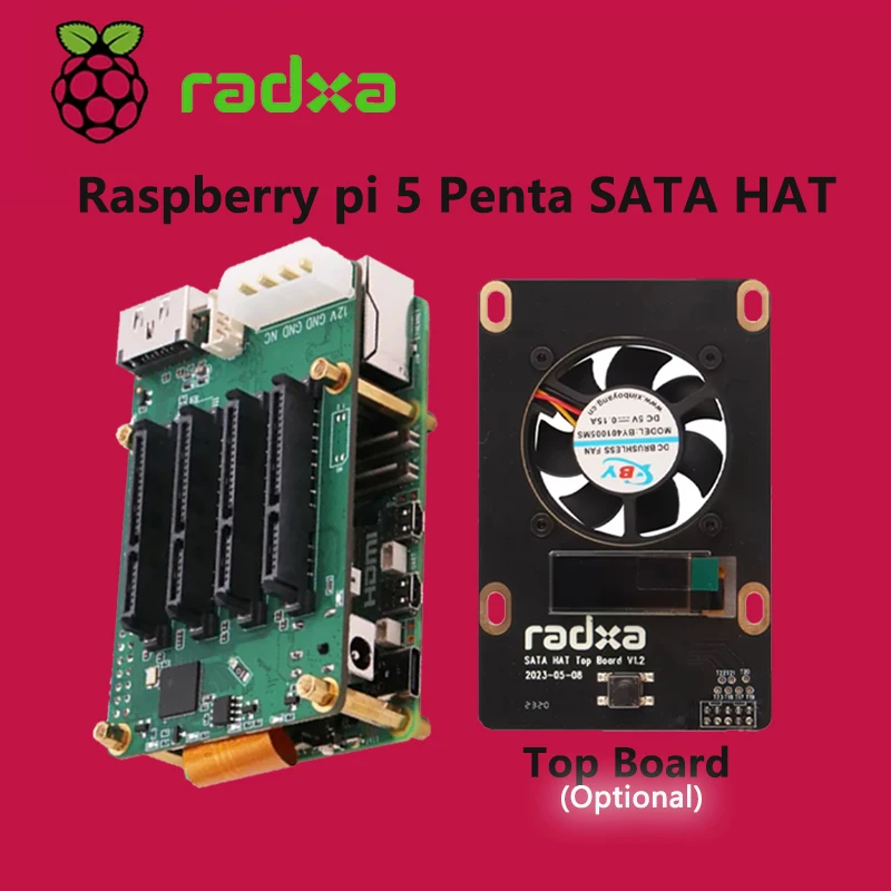 

Шляпа Penta SATA для Raspberry Pi с 5-догревом до 5 дисков SATA, шляпа с комплектом верхней платы, опционально