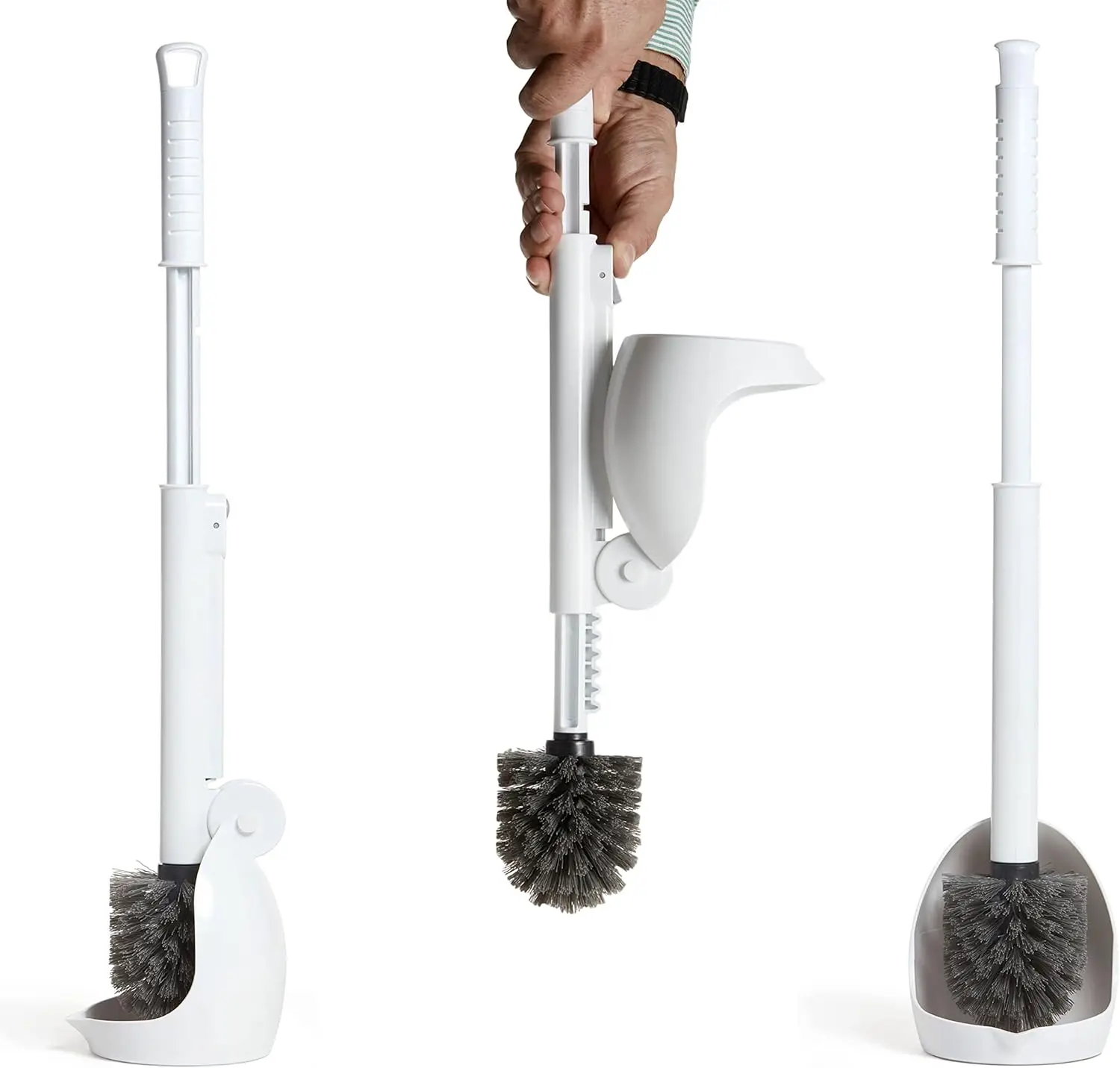 

Toilet Brush with Holder – Drip-Free Hygienic Bathroom Scrubber with No-Drip Caddy, Built-in Spout