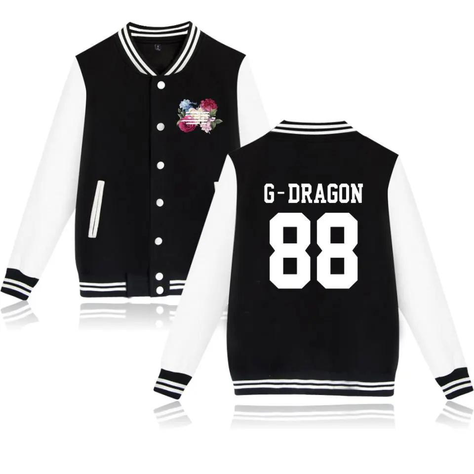 

BIGBANG G Dragon Baseball Jacket Kpop Fashion Women Men Jacket Coat Streetwear Y2k Hip Hop Flower Print Bomber Jacket Sweatshirt