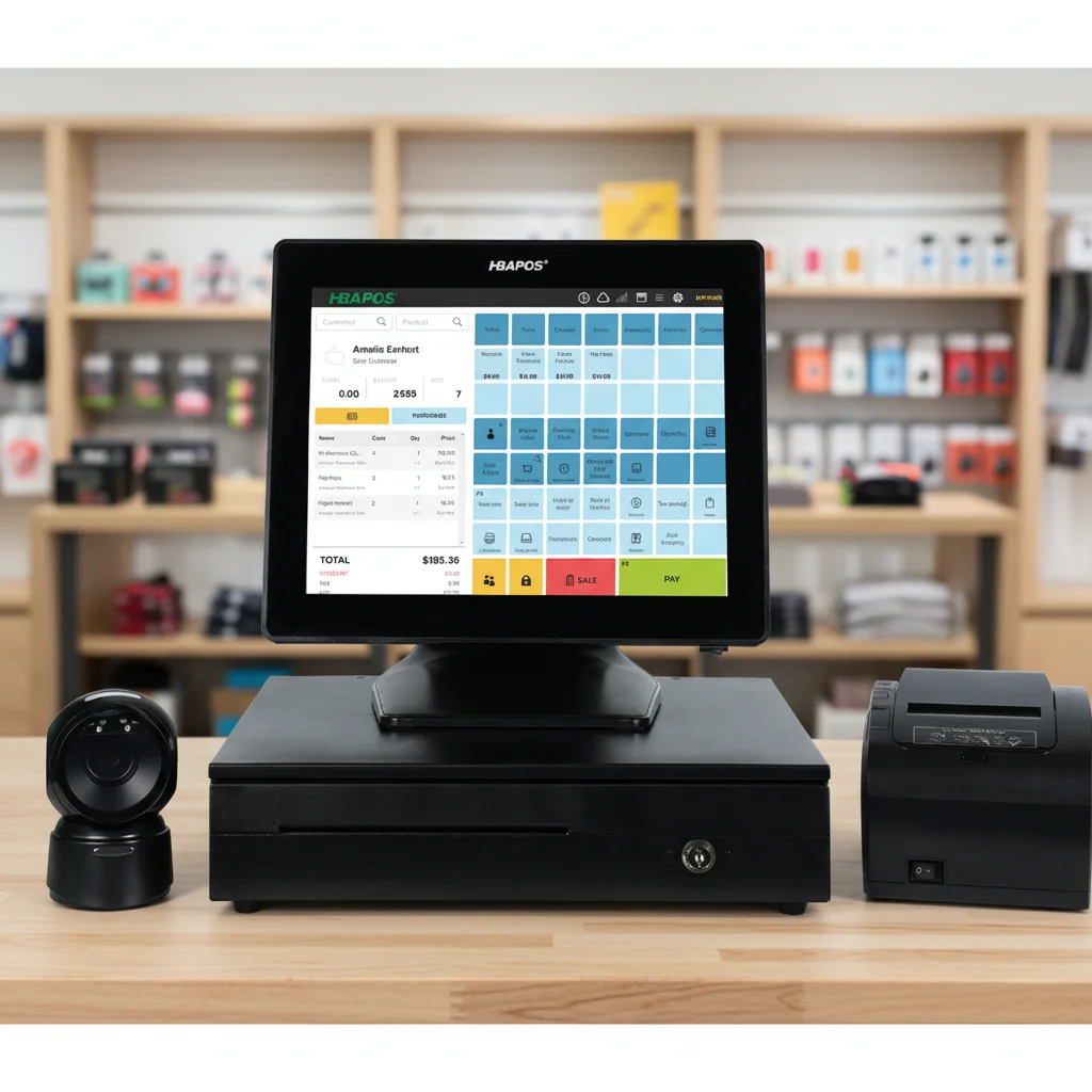 

POS-система HBAPOS ML200 с 15-дюймовым емкостным сенсорным экраном, универсальный кассовый аппарат для розничных магазинов (ATV&UTV)
