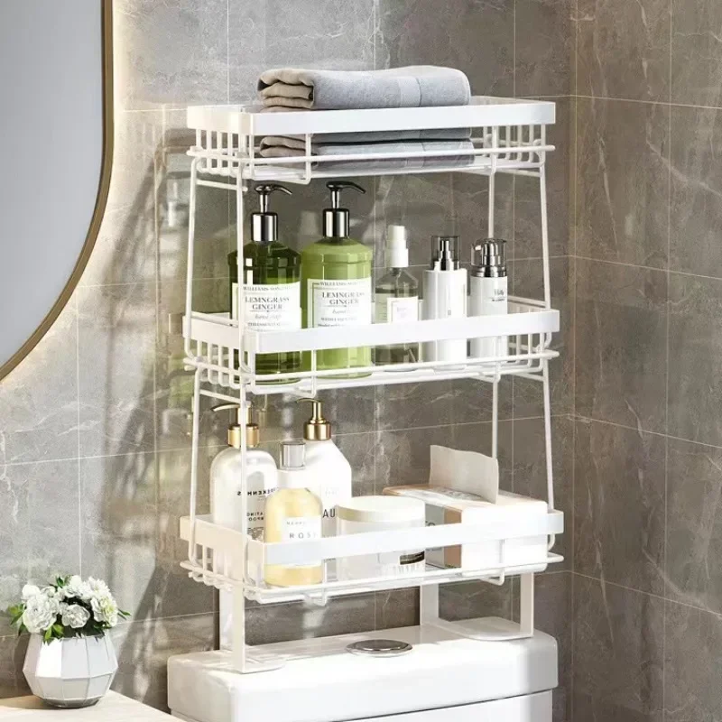 

Household Toilet On Storage Shelves No-perforated Shampoo Bathroom Holder Multilayer Non-slip Bath Shelves