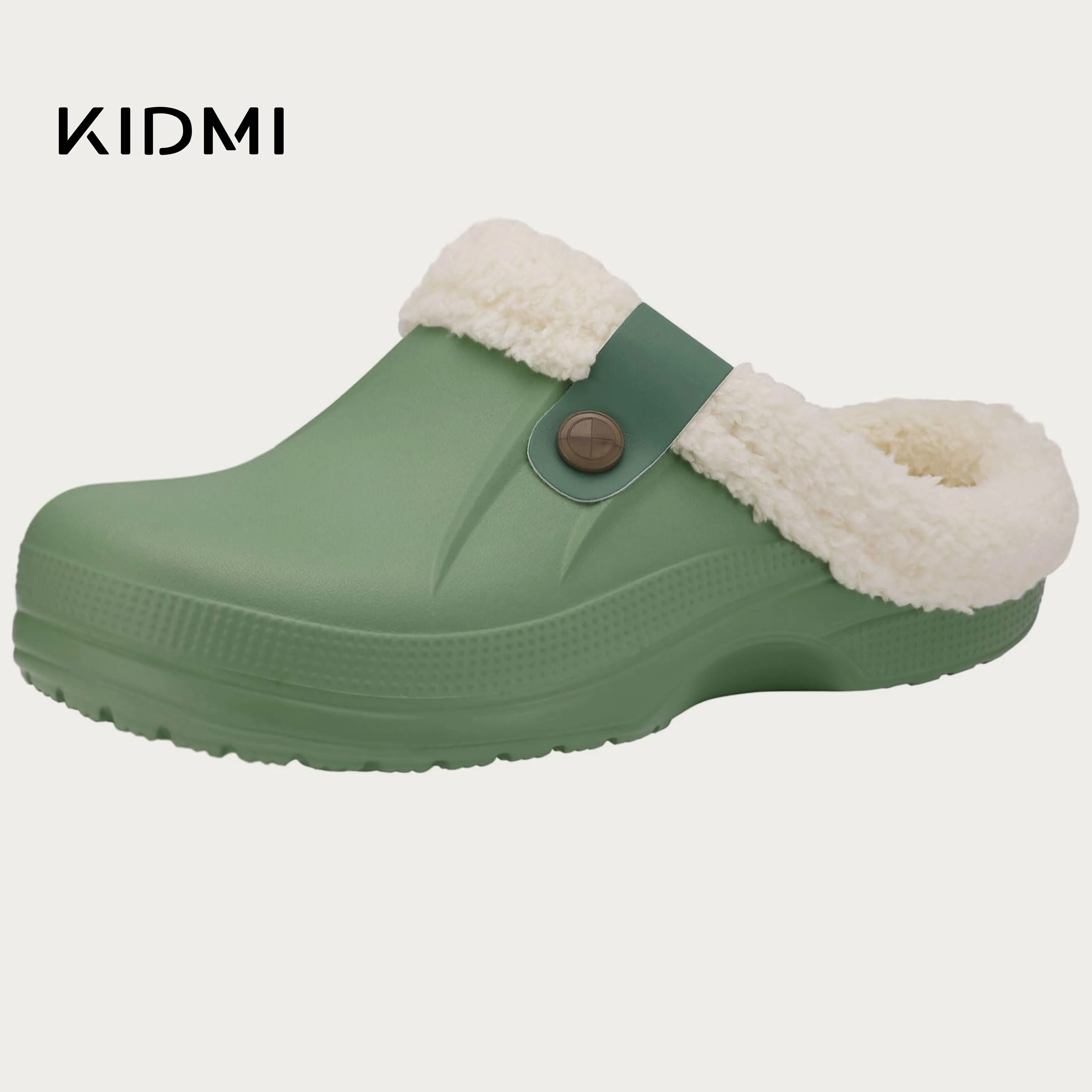 Kidmi Fur Lined Clogs Slippers For Women Classic Winter Waterproof House Slippers For Women With Padded Shoes EVA Garden Shoes