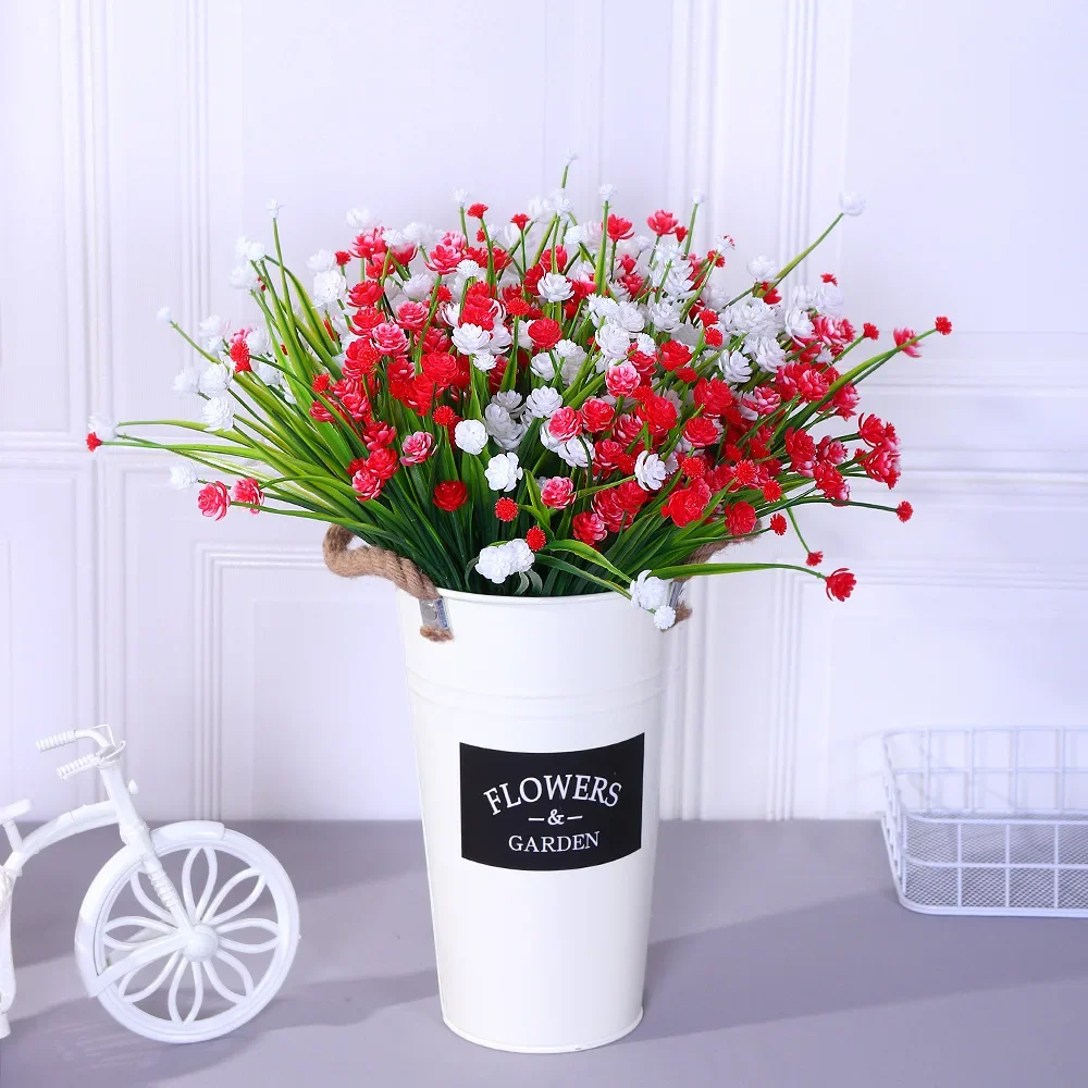 7 Fork Spring Grass Roses Wedding Home Decoration Camellia Water Grass Artificial Fake Flowers Living Room Hotel Flowers