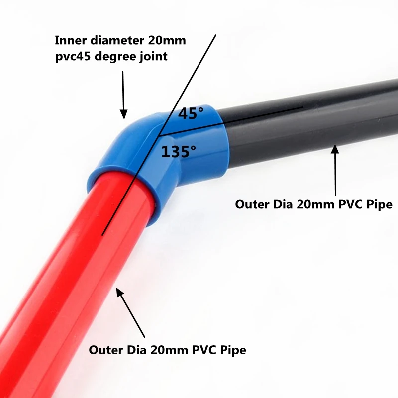 Pcv I.D 20/25/32/40/50/63mm zaopatrzenia w wodę rura UPVC złączki 45 stopni złącza kątowe złącze z tworzywa sztucznego wody do nawadniania części