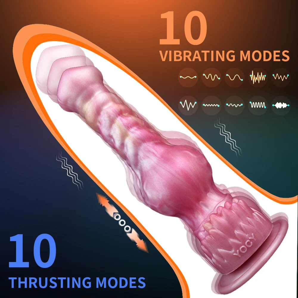 YOCY Fantasy Thrusting Dildo Vibrating 10 Modes Anal Plug Masturbator Big Knot Strapon Dog Penis Toy For Women Telescopic Dildo