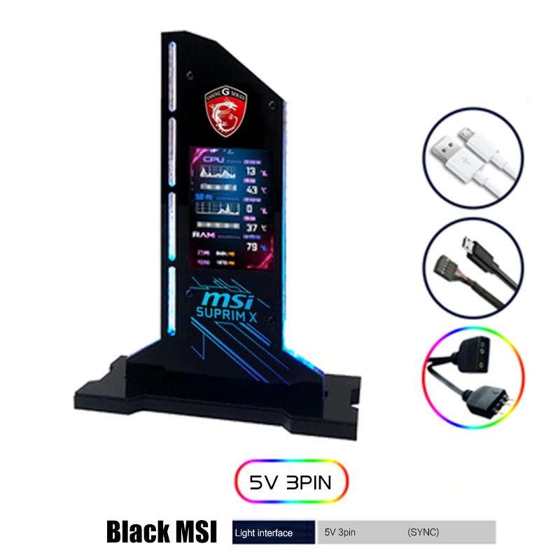 RGB 垂直 GPU ブラケット ROG MSI Aorus 2.4 インチ LED ディスプレイ
