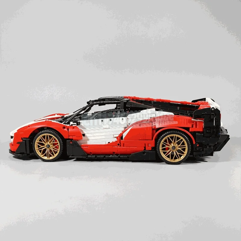3816 Parts Red White Technic Track Racing Supercar Model Custom Building Blocks DIY Assembly Desktop Ornament Collection Gifts