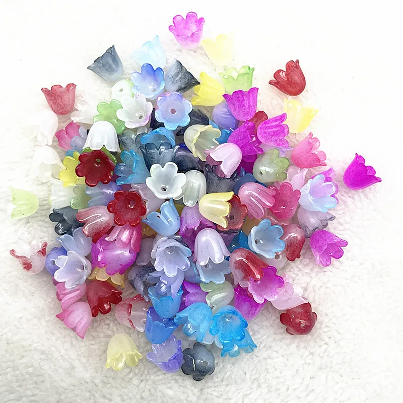 50pcs/lot 10x11mm Acrylic Convallaria Majalis Beads Caps Jewelry Findings Charms Bracelets Spacer Beads for Jewelry Making