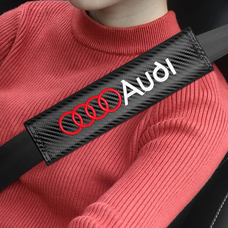 2PCS Car Seatbelt carbon fibre Car Safety Belt Pad Shoulder Covers for Audi A3 A4 A5 A6 A7 A8 Q3 Q5 Q7 Q8 S LINE Car Accessories