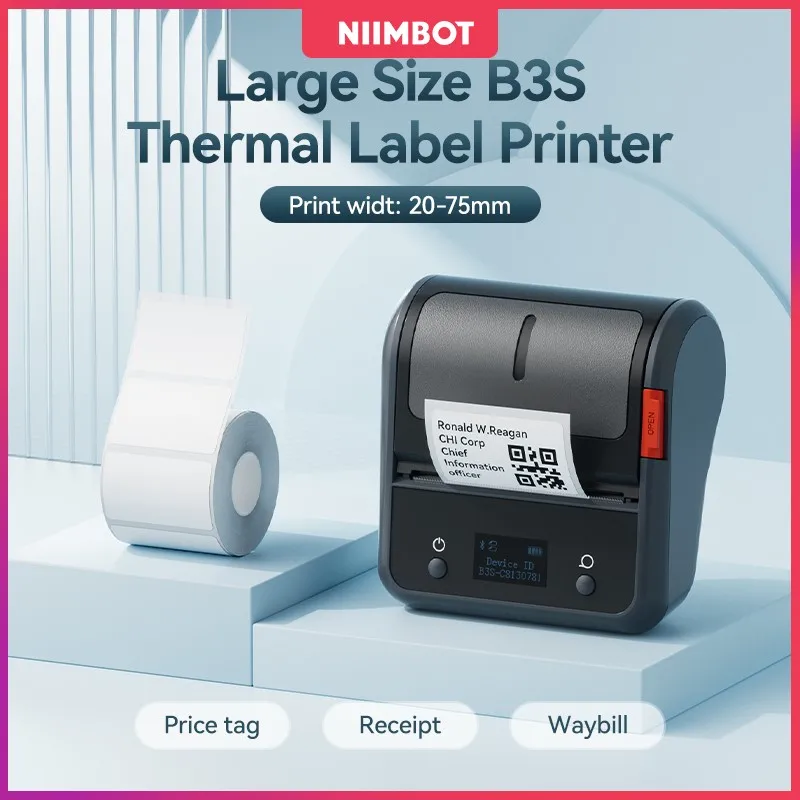 NIIMBOT Label Maker Machine, B3S Thermal Label Maker, Upgrade 3Inch Thermal Label Printer, Portable Label Maker with 1Pack 70x40