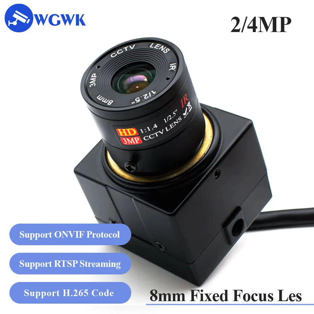 WGWK Mini Camera Security Protection CCTV POE H.265 With 8mm Fixed Focus CS Lens P2P IP Camera POE48V Onvif Industrial Camera