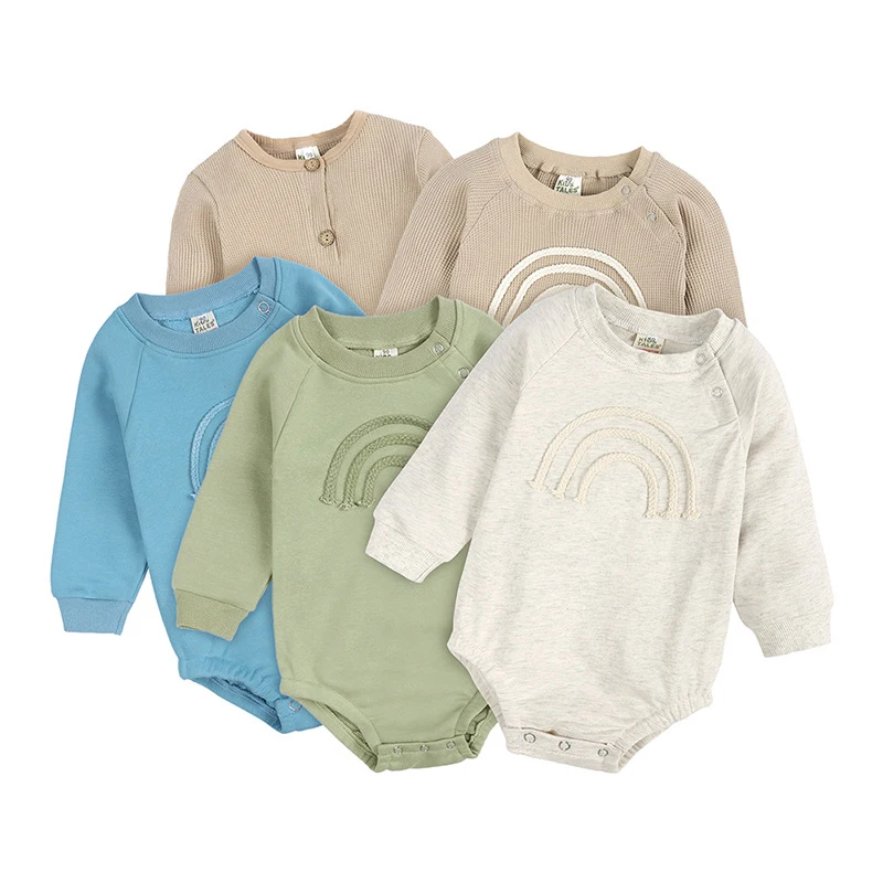 

New 2024 Spring Autumn Newborn Kids Baby Girls Boys Rompers Infant Baby Girls Boys Long Sleeve Solid Color Rompers Clothes