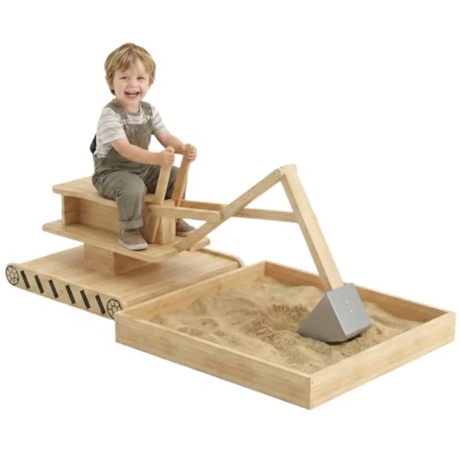 

Outdoor wooden sandbox for kids ages 3-6, fir wood construction, natural wood color, 0 rotating seat and bottom liner, 72 x 35