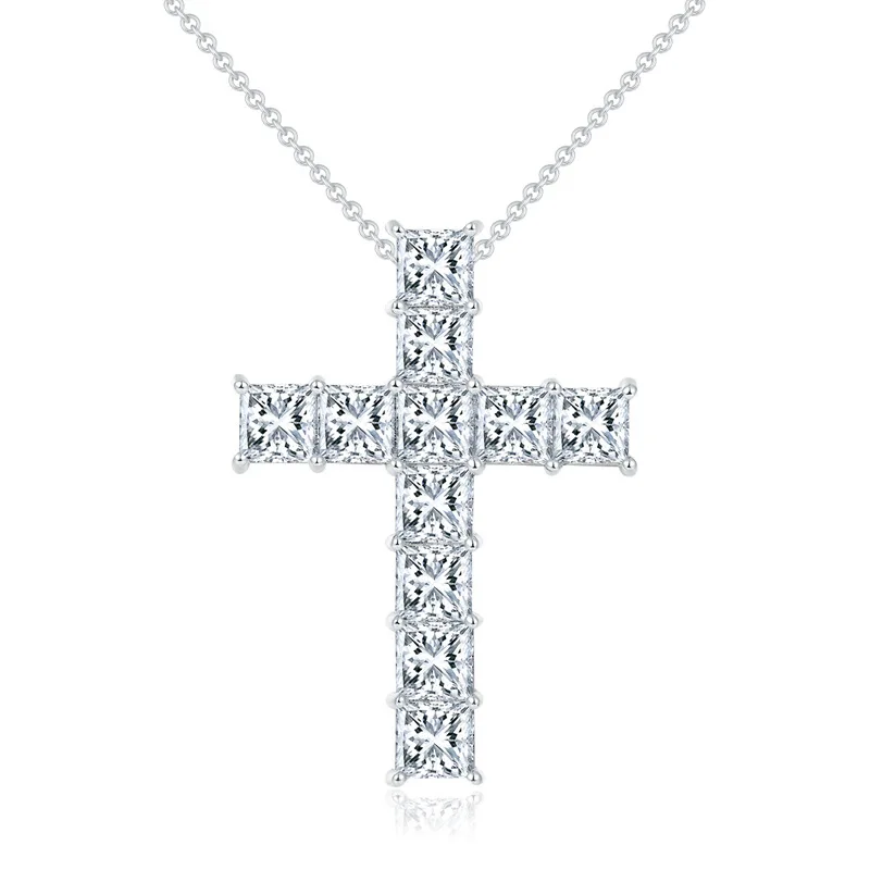 HanYu High Quality Wholesale Sterling Silver 925 White Mossanite Cross Pendant Jewelry