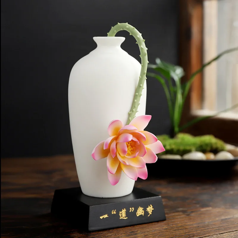 Ceramic Hand-made Lotus Decoration Beautiful Zen Tea Room Office Home Decor Crafts