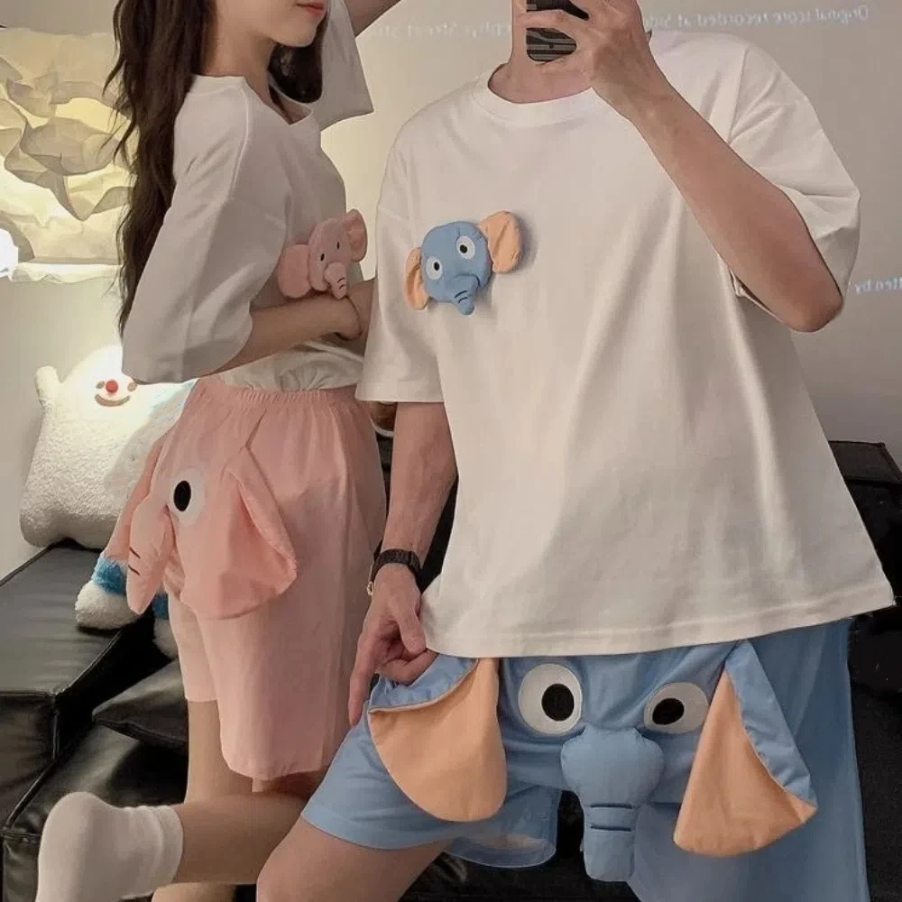 

Модные 3D уши, пижамы со слоном, свободная футболка, шорты, ночная рубашка, забавная пара, пижамный костюм, подарки