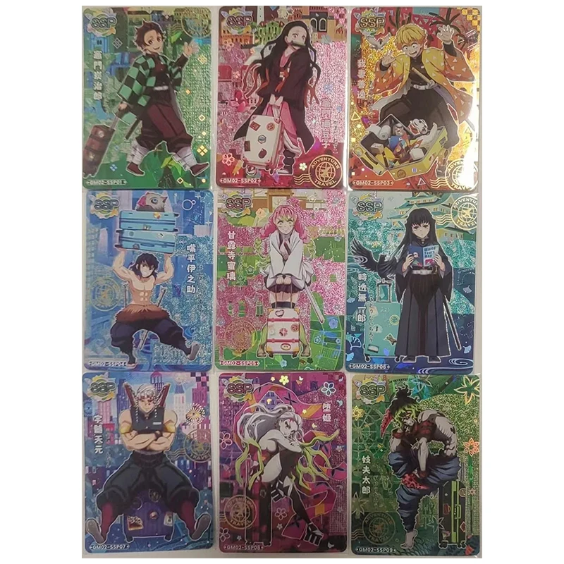 Anime demon slayer raro ur cp tgr ssp sp lr sr cartão colecionável akaza obanai mitsuri sabito giyuu brinquedos para meninos presente de aniversário