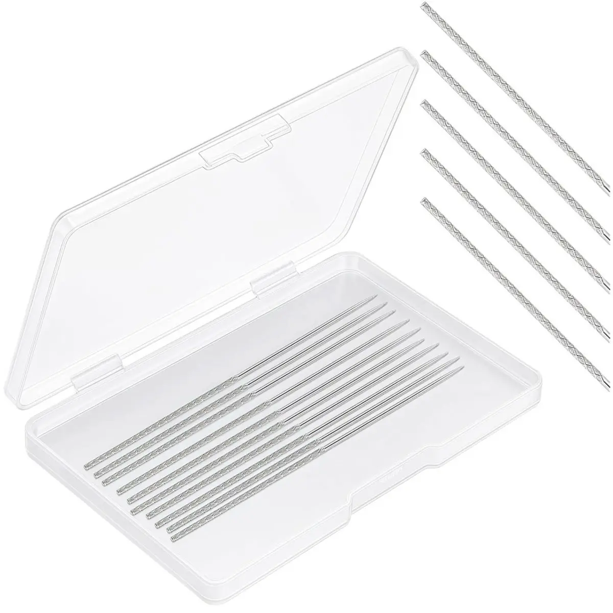 A74U 10 Pcs Snag Repair Tool with Storage Box, Snag It Tool and Snag Repair (0.03 X 2.36 Inches) for Knitwear, Woven