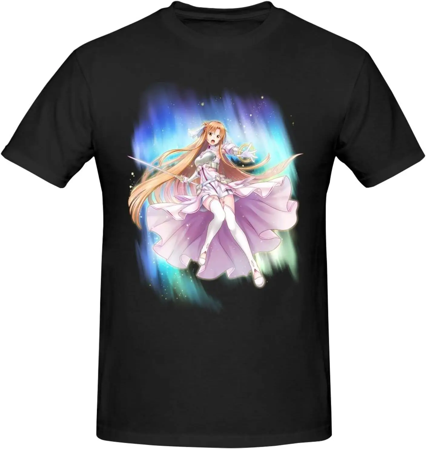 Sword Anime Art Online Shirt Men's Personalised Crew Neck Short Sleeve T Shirt Fashion Graphic Tees Deep Heather