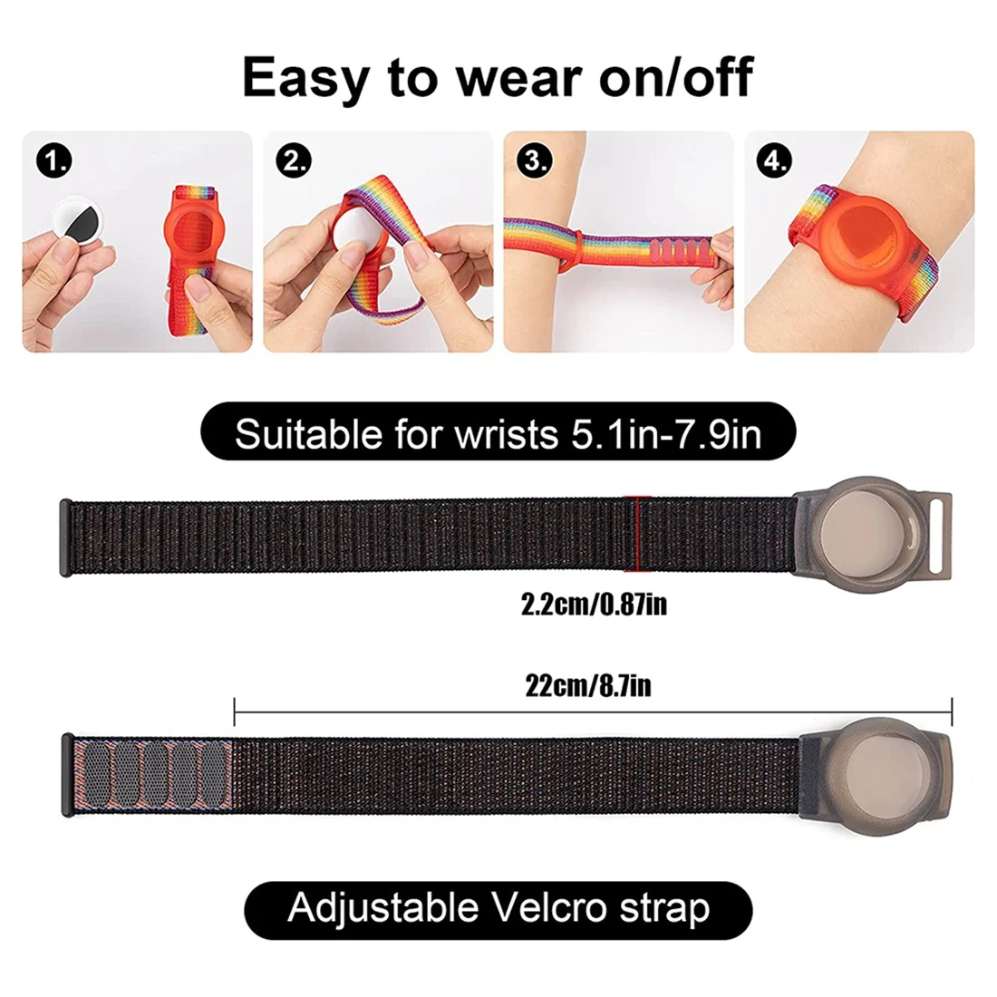 ●Kid Wristband Compatible With Airtag, Protective Case For Air Tag GPS Tracker Holder With Nylon Bracelet