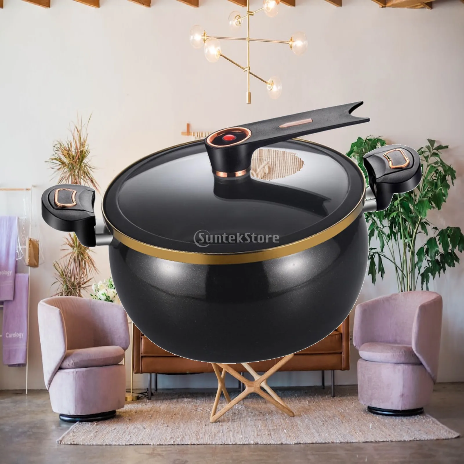 Micro Pressure Cooker 8L Non Stick Easy Clean Multifunctional with Lid Cookware Cooking Pot Stew Pot Soup Pot for Food Kitchen