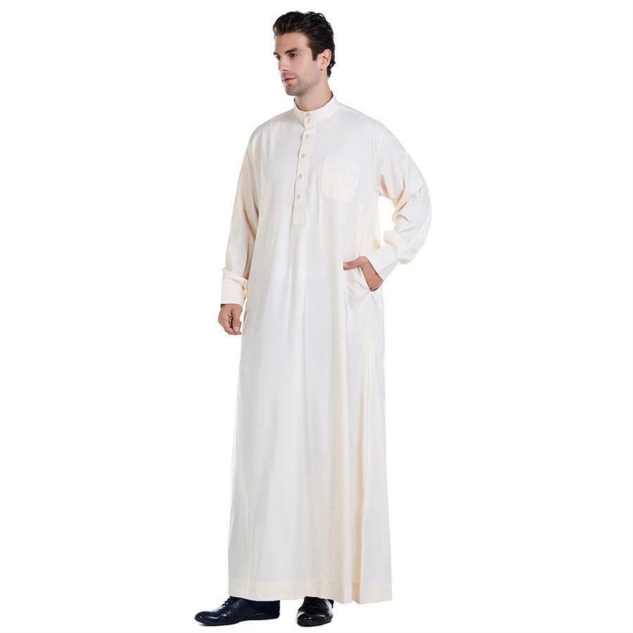 Muslim Men Jubba Thobe Islamic Clothing Ramadan Mens Abaya Dress Long Robe Saudi Wear Musulman Caftan Jubah Dubai Arab Dressing