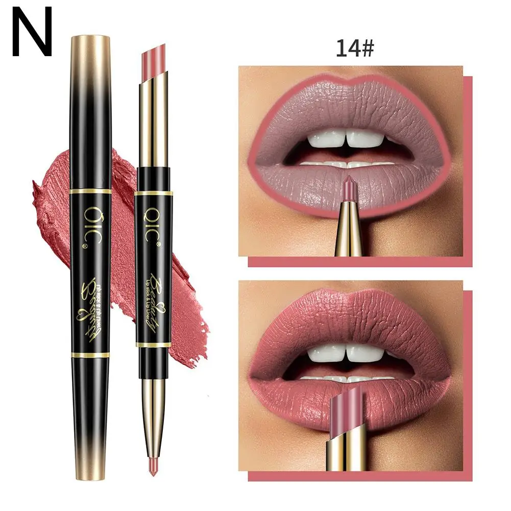 2 In 1 Lipstick Lipliner Matte Highly Pigmented Waterproof Non Lip Stick Cup Makeup Lasting Long S5d0