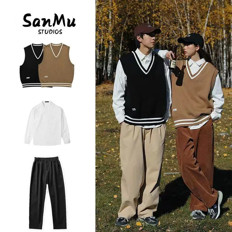 

Комплект одежды для колледжа, жилет, свитер DKJK orm Гонконгский трикотаж, наряд для пары, студенческий класс, orm Long Sve Lon...