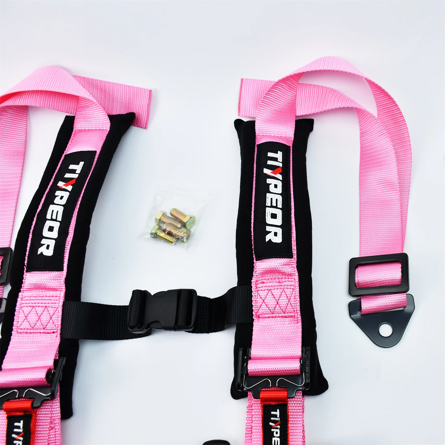 General purpose pink polyester car seat belt four-point 2-inch wide car seat belt