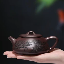 Master Handmade Yixing Purple Clay Teapots Raw Ore Zhu Mud Stone Scoop Tea Pot Ball Hole Filter Kettle Zisha Tea Set Accessories