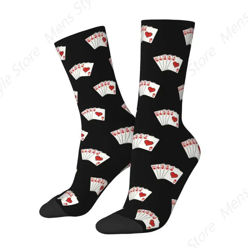 Poker Men Women Crew Socks Unisex Novelty 3D Printed Gambling Card Game Dress Socks