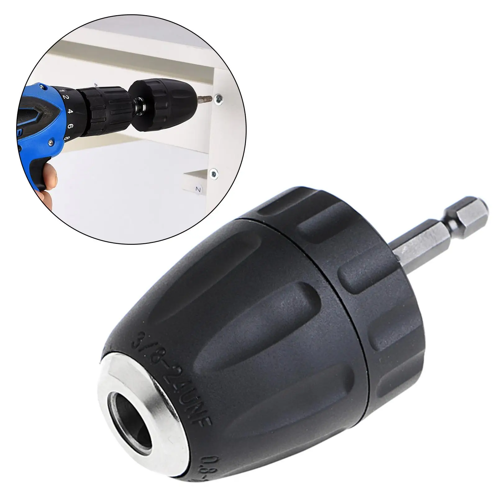 Universal Keyless Drill Chuck Converter Hex Shank Cordless Quick Change Adapter Impact Accessories Steel for Home Improvement