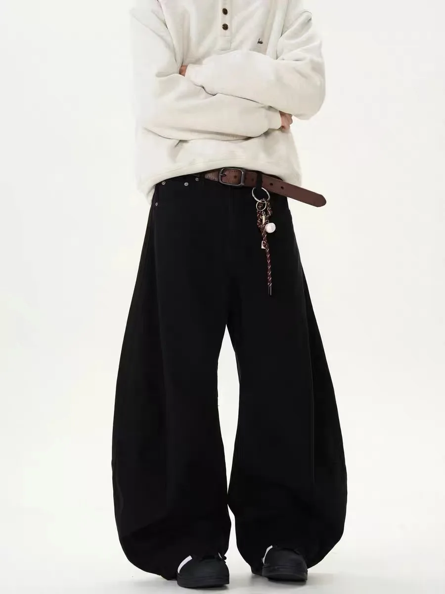 

Retro American Blade Design Loose Wide Leg Jeans Men Women Faionable Versatile Casual Straight Cut Jeans Youth Trend