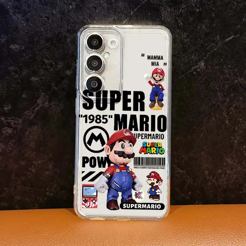 Comics Supers M-Marios Custodia per telefono Cartoon per Samsung Galaxy S25 S24 S23 S22 S21 S20 Edge Plus Ultra FE 5G Cover trasparente
