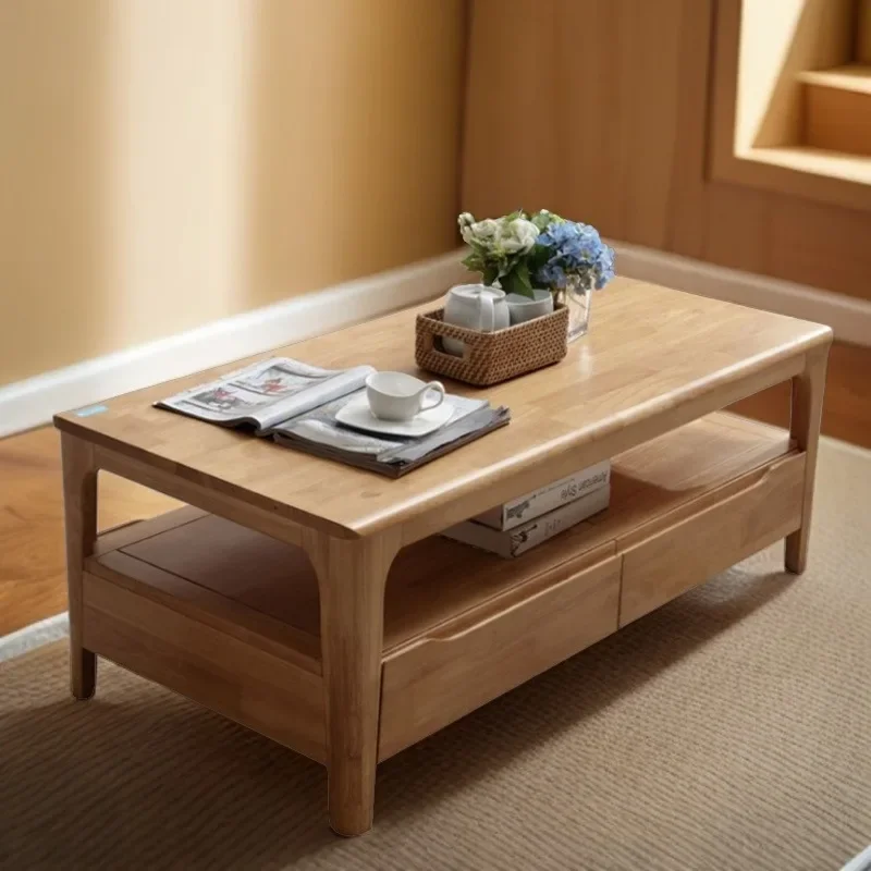 Nordic solid wood coffee table living room home modern simple log color small apartment