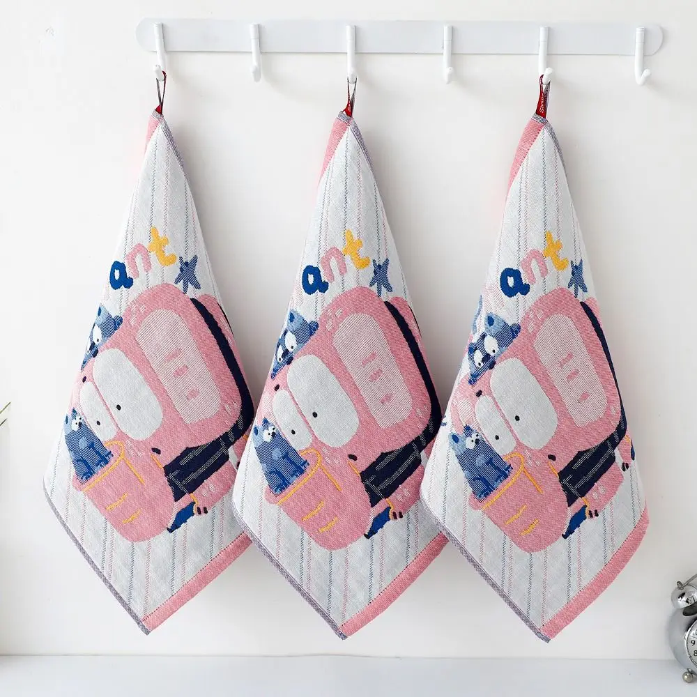 New 34x40cm Large Hand Towel Cartoon Quick Dry Kitchen Towel 4 Layer Cotton Gauze Decorative Tea Towel Home Restaurant