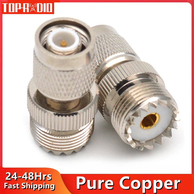 Enchufe macho TNC a adaptador hembra UHF SO-239, convertidor de conector RF de cobre, 1 unidad