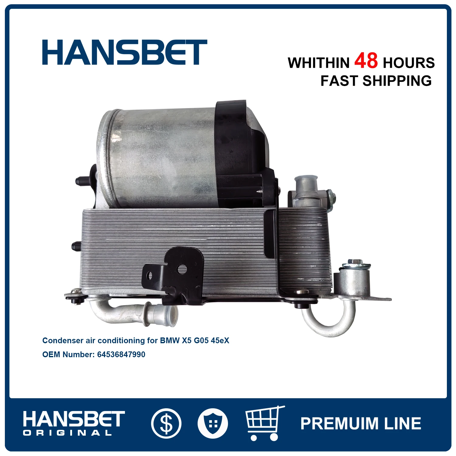 Condenser air conditioning with drier 64536847990 for BMW X5 G05 45eX  (05/2018–03/2023) 64536847990 HANSBET