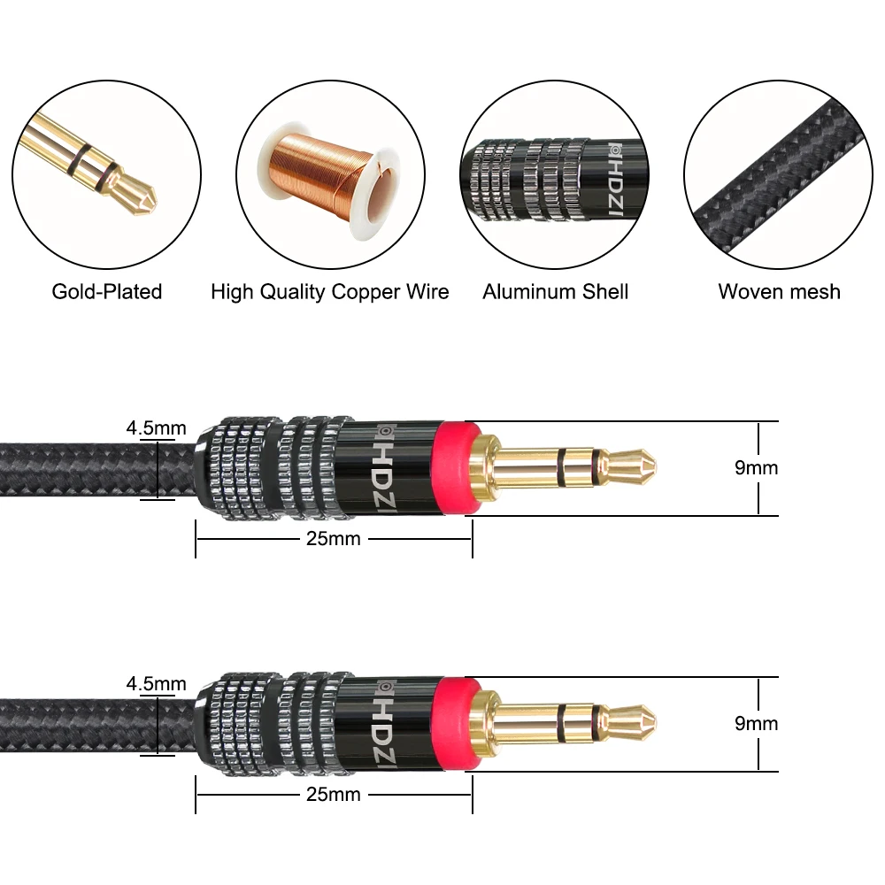 Hhdzi 3.5Mm Stereo Audio Kabel Aux Koord Voor Hoofdtelefoon, Thuis Autoradio, Luidspreker, Versterker, Telefoons, 3.5Mm Jack Audio Kabel