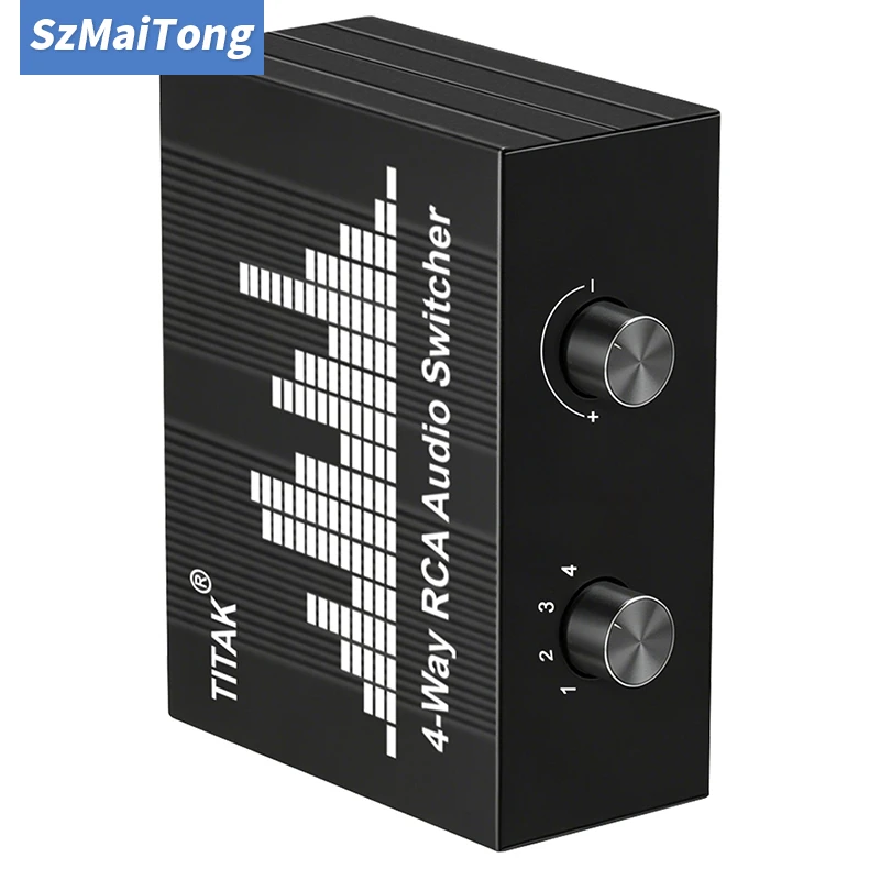 Bi-Directional 4CH RCA Audio Selector 1-in-4-out 4-in-1-out Stereo Sound Switcher L/R Jack for Studio Speaker Gear