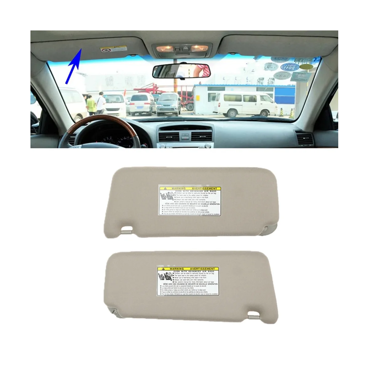 Left Right Driver Passenger Side Sun Visor with Makeup Mirror for Toyota Camry 2007-2011 74310-06750-E0 74320-06780-B0