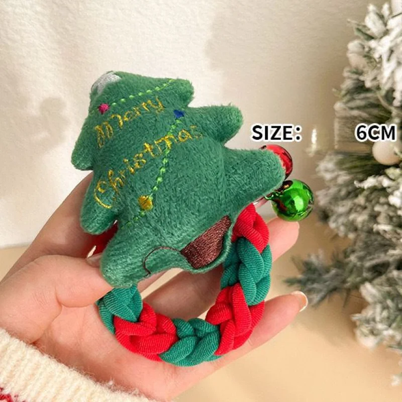 1Pcs Cartoon Deer Cookie Claus Elk Christmas Braided Hair Rope Cute Girls Hair Bands New Year Party Akcesoria