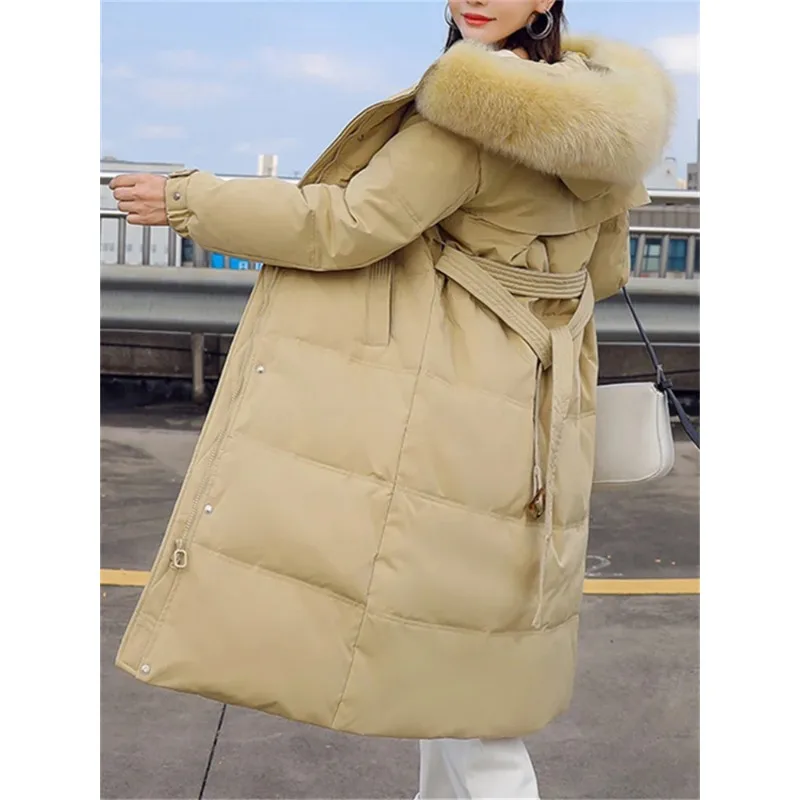 Botvotee Parkas for Women Fall Winter 2023 New Fashion Long Sleeve Thicken Warm Jackets Chic Fur Collar Solid Loose Long Coats