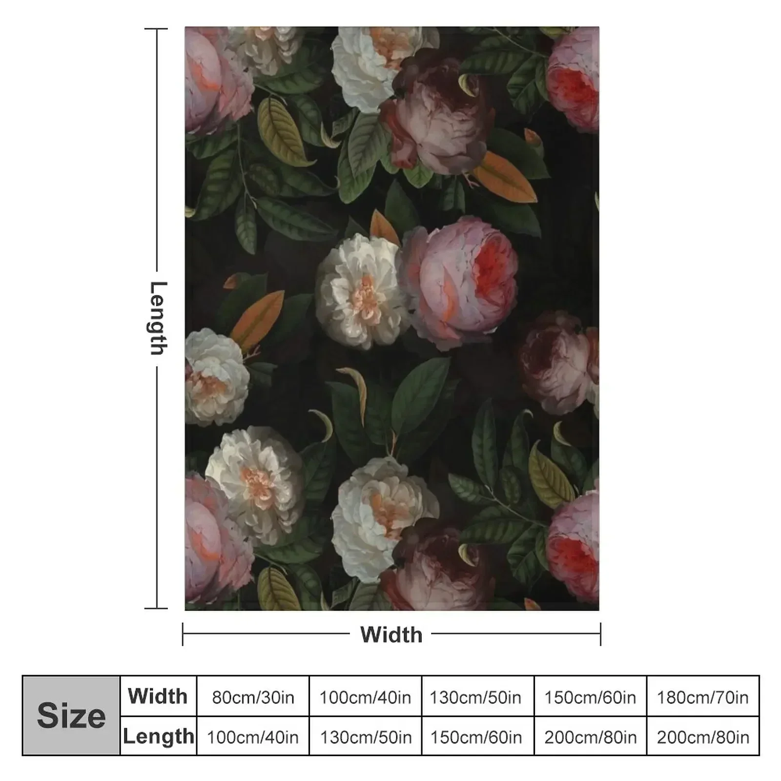 Black Jan Davidsz. de Heem Vintage Roses Flowers Botanical Garden Throw Blanket
