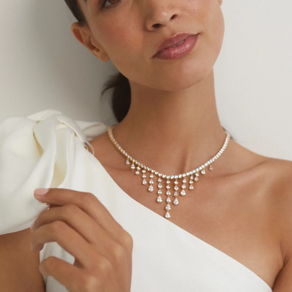 

Модное ожерелье с кисточками и стразами, ювелирные изделия для женщин, 2021, нерегулярная цепочка с кисточками, колье на шею, ювелирные изделия, подарки для вечеринки, свадьбы