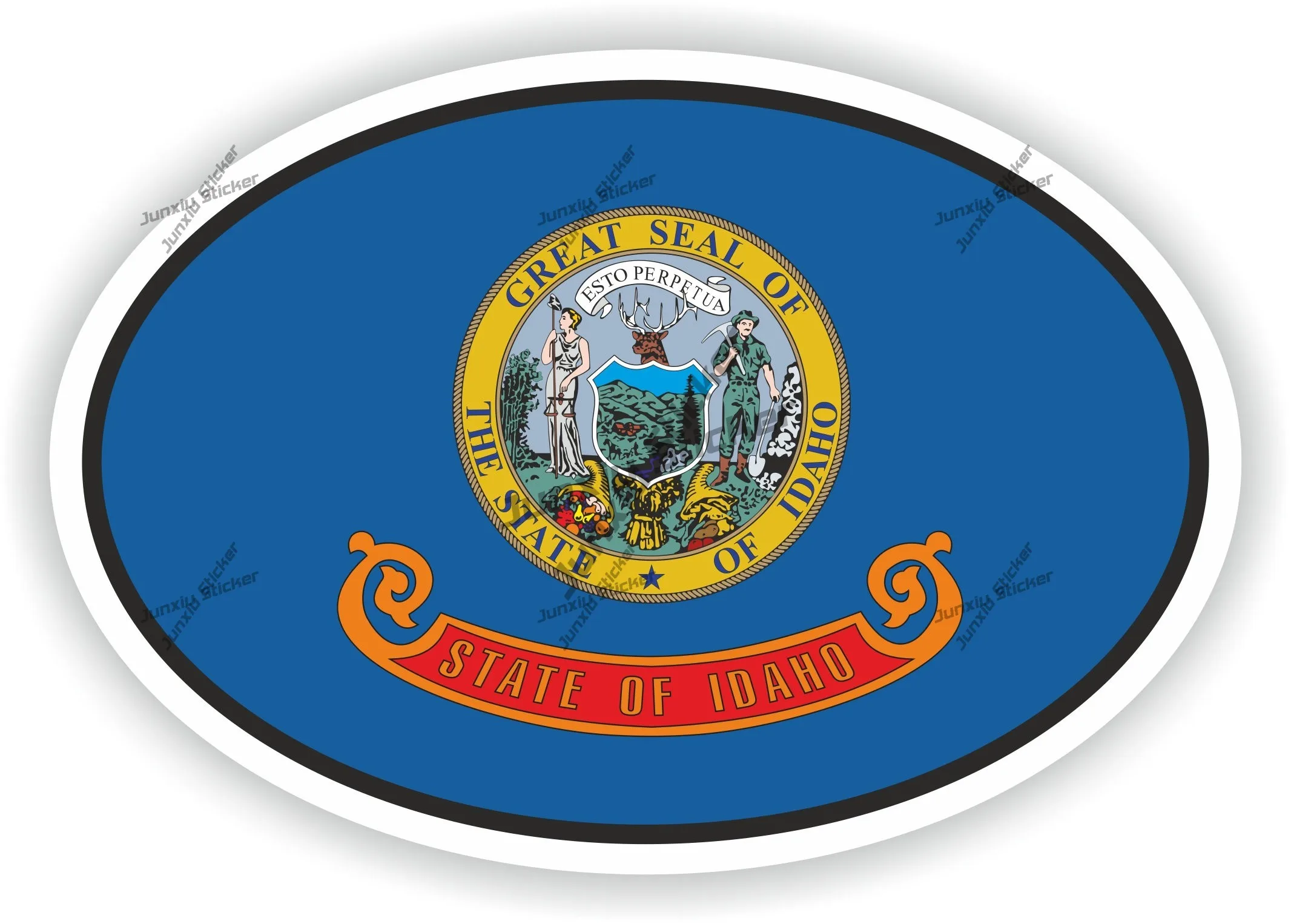 

America Idaho Flag Oval Sticker Wall Stickers On Car Products For Bumper Decoration Creative Decals Phone Trunk Guitar Pickup
