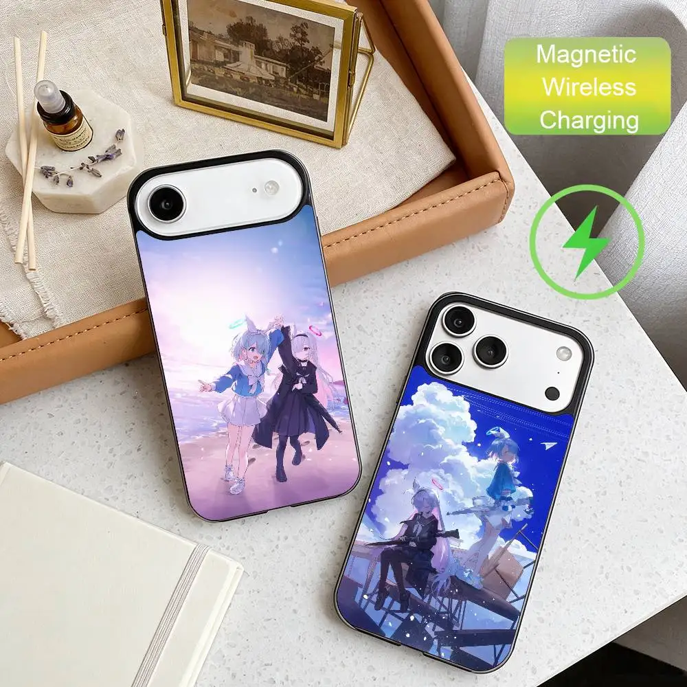 

Blue Archive Phone Case For iPhone17,16,15,14,13,12,11 Max Black Wireless Charging Protecitve Cover